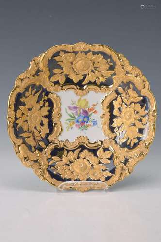 pompous bowl, Meissen, 2. choice, cobalt blue ground