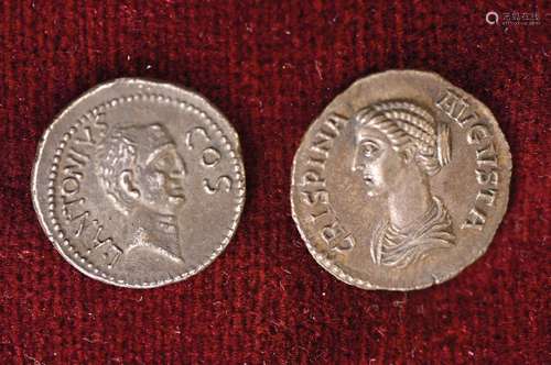 2 roman Silver coins, Antonius Pius, Portrait