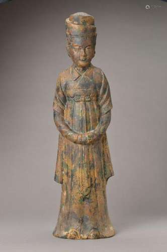 Sculpture, China, 19th c., dignitary, iron, remains of