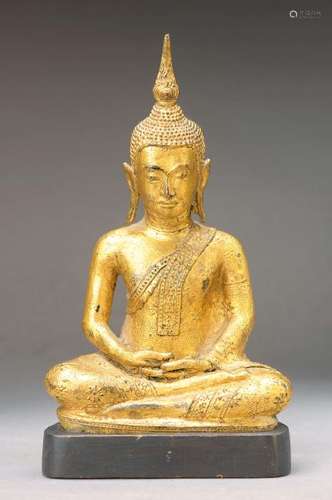 Buddha, Thailand, around 1890-1900, Bronze, gilt,