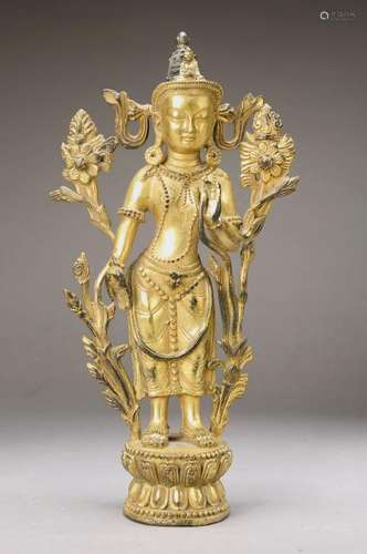 Boddhisatva, Sino Tibetan, around 1800, Bronze