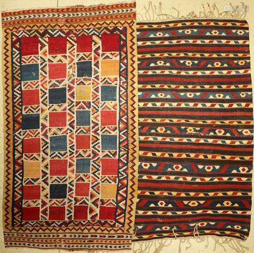 (2 lots) 1x Gaschgai kilim, 1x Bordjalou kilimCaucasus