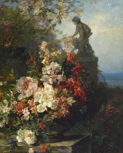 E. Hantelmann, c. 1880, still life of flowers,sculpture