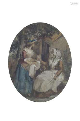 George Morland, 1763-1804, two women talking in front