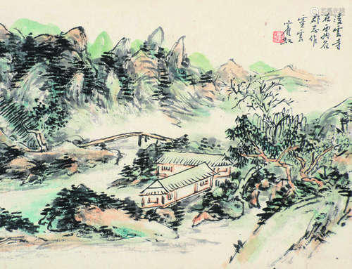 黄宾虹（1865～1955） 凌云寺 镜片 设色纸本