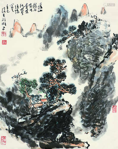 周沧米（1929～2011） 山水 镜片 设色纸本