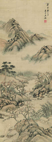 王鉴（1598～1677） 山水 立轴 设色绢本