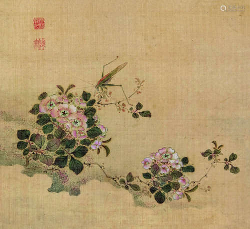 陈书（1660～1736） 花虫 镜片 设色绢本