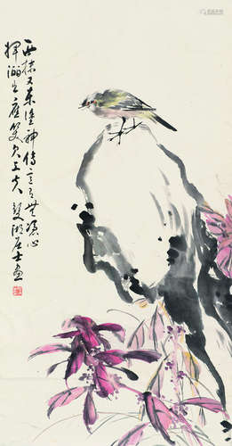 房少臣（1885～1969） 花鸟 原裱镜片 设色纸本