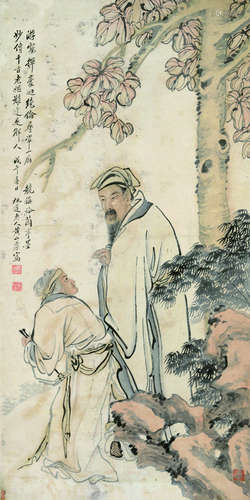 黄山寿（1855～1919） 人物 原裱立轴 设色纸本