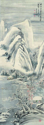 胡公寿（1823～1886） 雪晴山水图 立轴 设色绢本