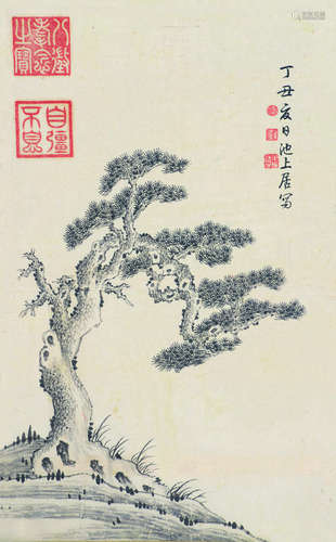 乾隆帝（1711～1799） 松树图 立轴 水墨纸本