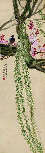 陈树人（1884～1948） 花鸟 原裱立轴 设色纸本