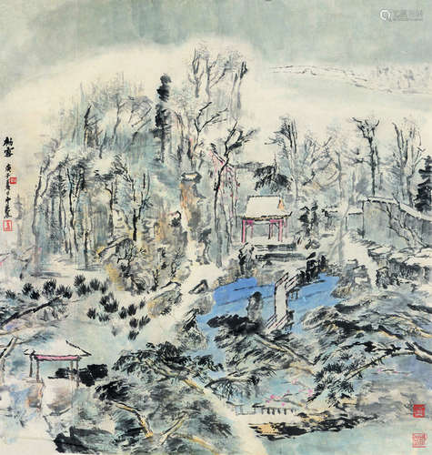 童中焘（b.1939） 初雪 镜片 设色纸本