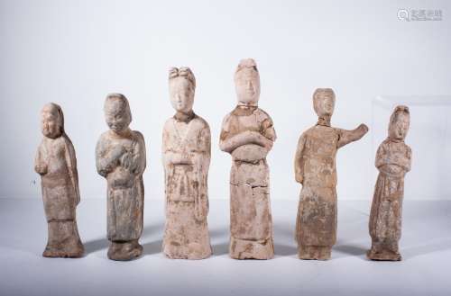GROUP OF 6 CHINESE CLAY IDOL