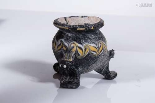 ROMAN GLASS MOSAIC ANIMAL JAR JUG