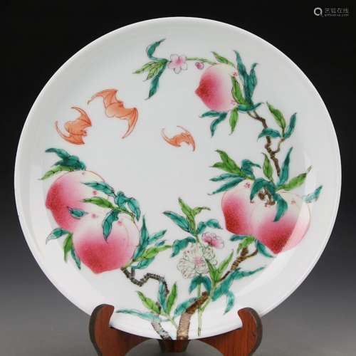 CHINESE FAMILLE ROSE 9 PEACH CHARGER