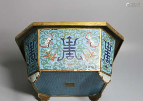 CHINESE CLOISONNE PLANTER'S POT WITH MARK