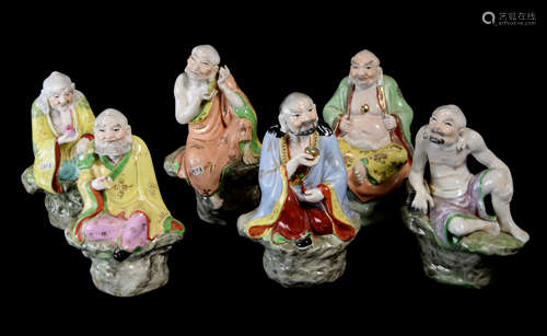 [Chinese] Old Jingdezhen Porcelain Eighteen Arhats Figurine-1 (6 pcs)