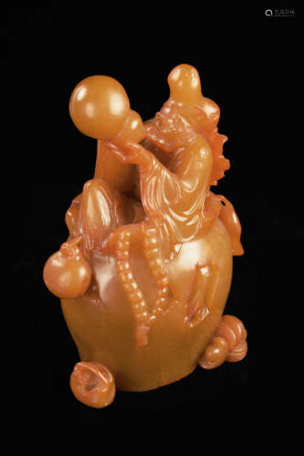 A Chinese Jingtian Jade Carved Statue of Jigong