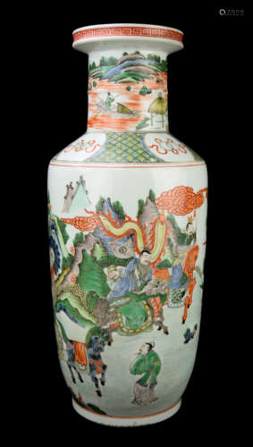 An Old Penta-Colour (Wucai) Porcelain Vase with Story Portrait