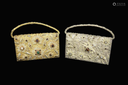 A Set of Two Indian Hand Made Lady's Purse with Embroidery and Gems