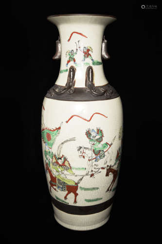 A Chinese Penta-Colour (Wucai) Porcelain Vase with Portraits of Story from 