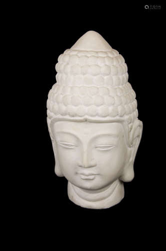 Fine White Marble Buddha Head Statue