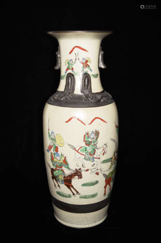 A Chinese Penta-Colour (Wucai) Porcelain Vase with Portraits of Story from 