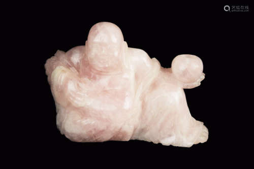 [Chinese] A Natural Pink Crystal Carved Laughing Buddha