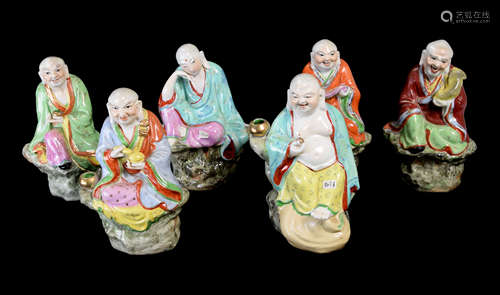 [Chinese] Old Jingdezhen Porcelain Eighteen Arhats Figurine-1 (6 pcs)