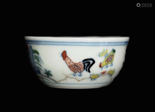 Chinese Penta-Colour (Doucai) Porcelain Small Bowl, marked as 