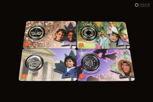 A Set of 4 Canadian 25 Cent Memorial Coins for Year 2000