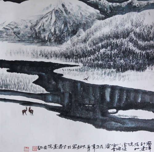 陈天轴	山水.雪景