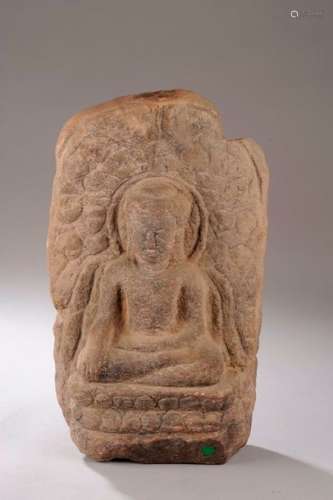 Stèle illustrant le Buddha Maravijaya (vainqueur d...