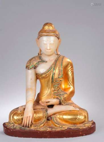 Buddha Maravijaya assis en dhyanasana, la main dro...