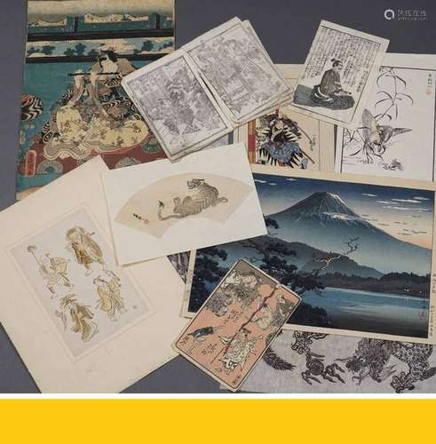 LOT DE ONZE (11) ESTAMPES ET REPRODUCTIONS Japon,...