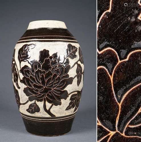 VASE OVOIDE EN GRES DE STYLE CIZHOU Chine, Epoque...