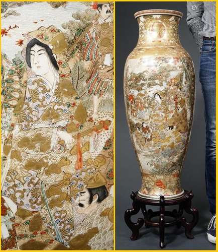 VASE OVOIDE MONUMENTAL EN FAIENCE DE SATSUMA Japo...