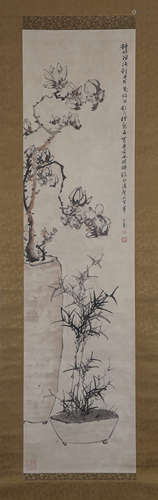 CHINESE INK AND COLOR SCROLL PAINTING