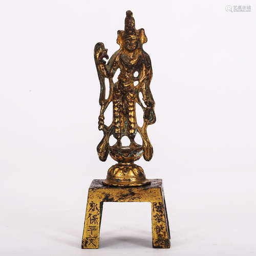 CHINESE GILT BRONZE STANDING GUANYIN