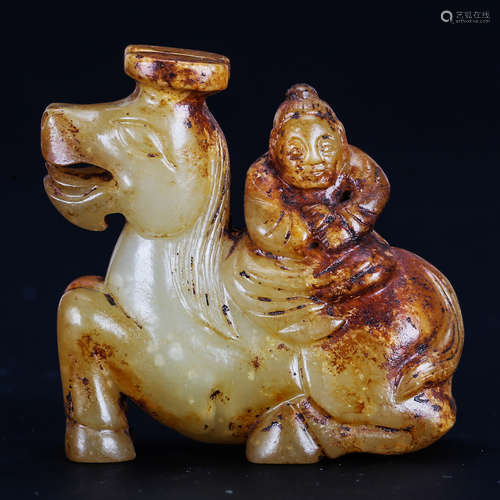 CHINESE JADE CARVED FIGURINE WITH HORSE