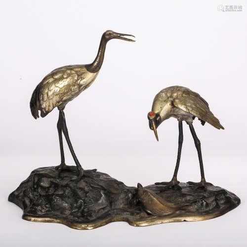 CHINESE COPPER CRANES DISPLAY