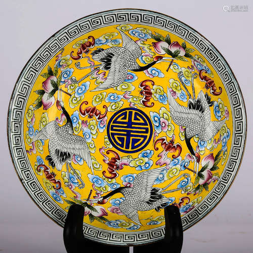 CHINESE BRONZE ENAMEL CHARGER