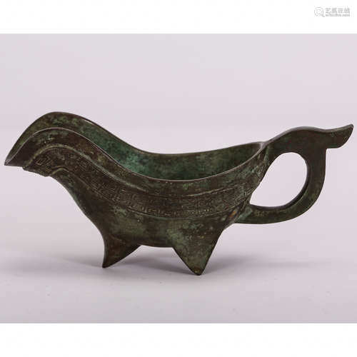 CHINESE BRONZE ARCHAIC STYLE JUE CUP