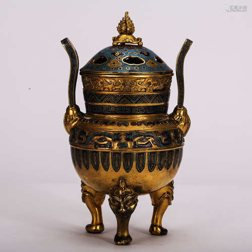 CHINESE CLOISONNE TRIPOD CENSER