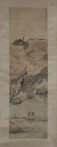 CHINESE INK AND COLOR SCROLL PAINTING