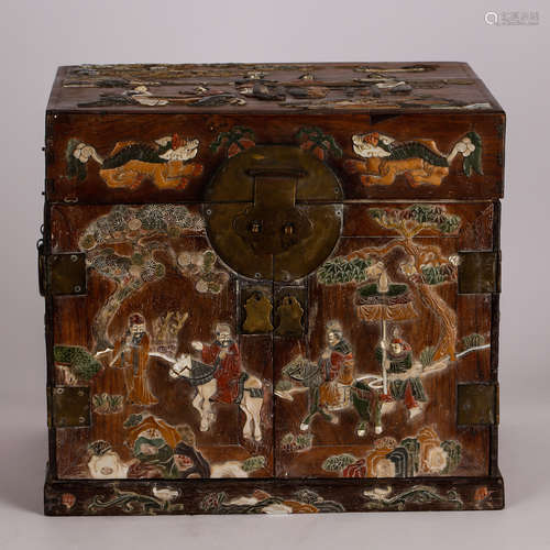 CHINESE HARDWOOD CHEST BOX WITH INLAID