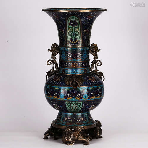 CHINESE LARGE CLOISONNE VASE WITH TAOTIE MASK