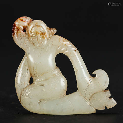 CHINESE ARCHAIC JADE FIGURINE